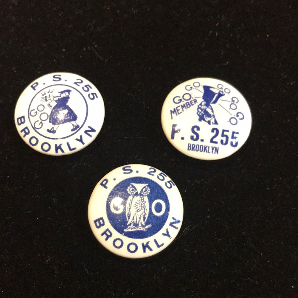 3/$15 ⭐️ Vintage Barbara Reing school pins ( ps 255 ) Brooklyn. Vg condition